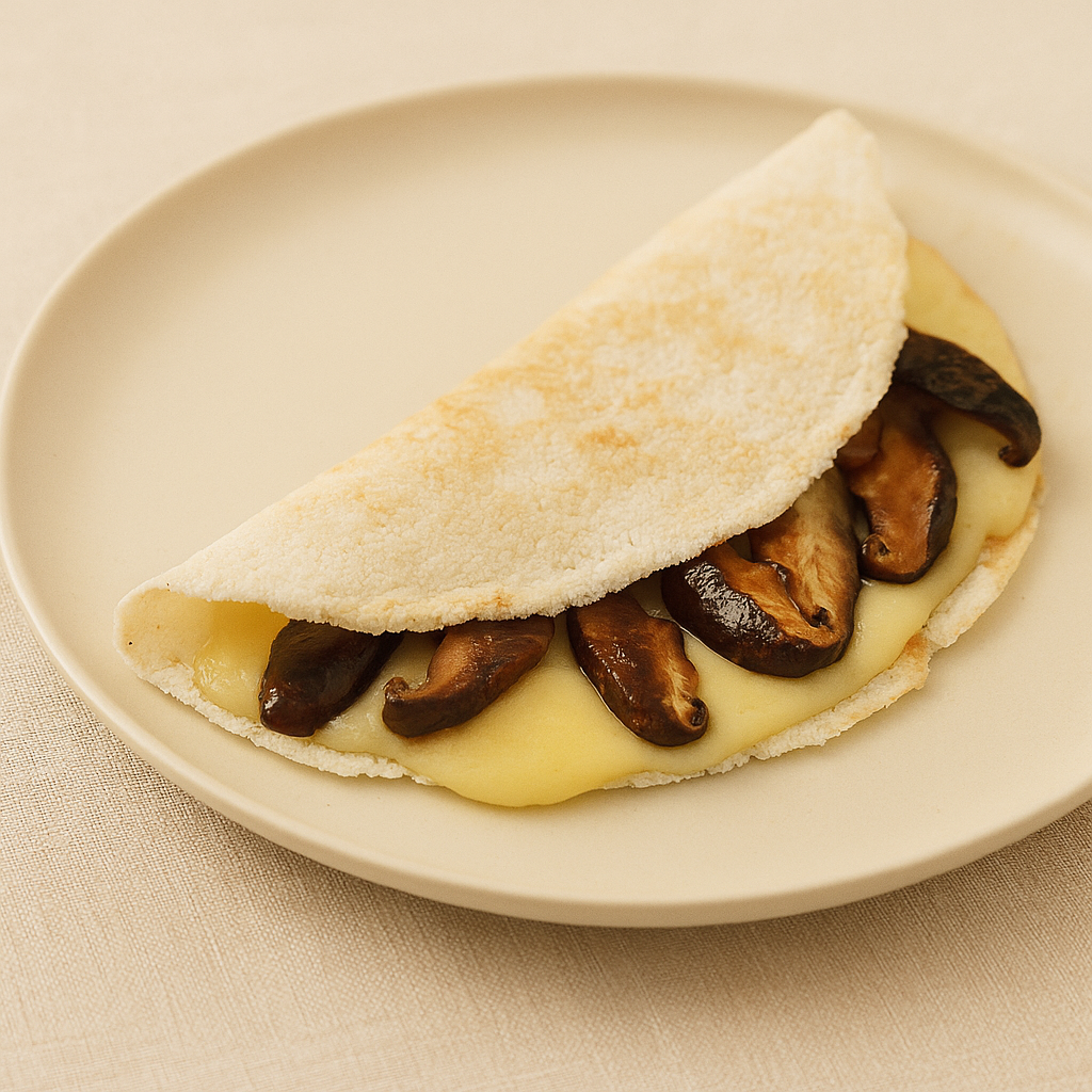 Crepioca com Cogumelo Shitake e Queijo