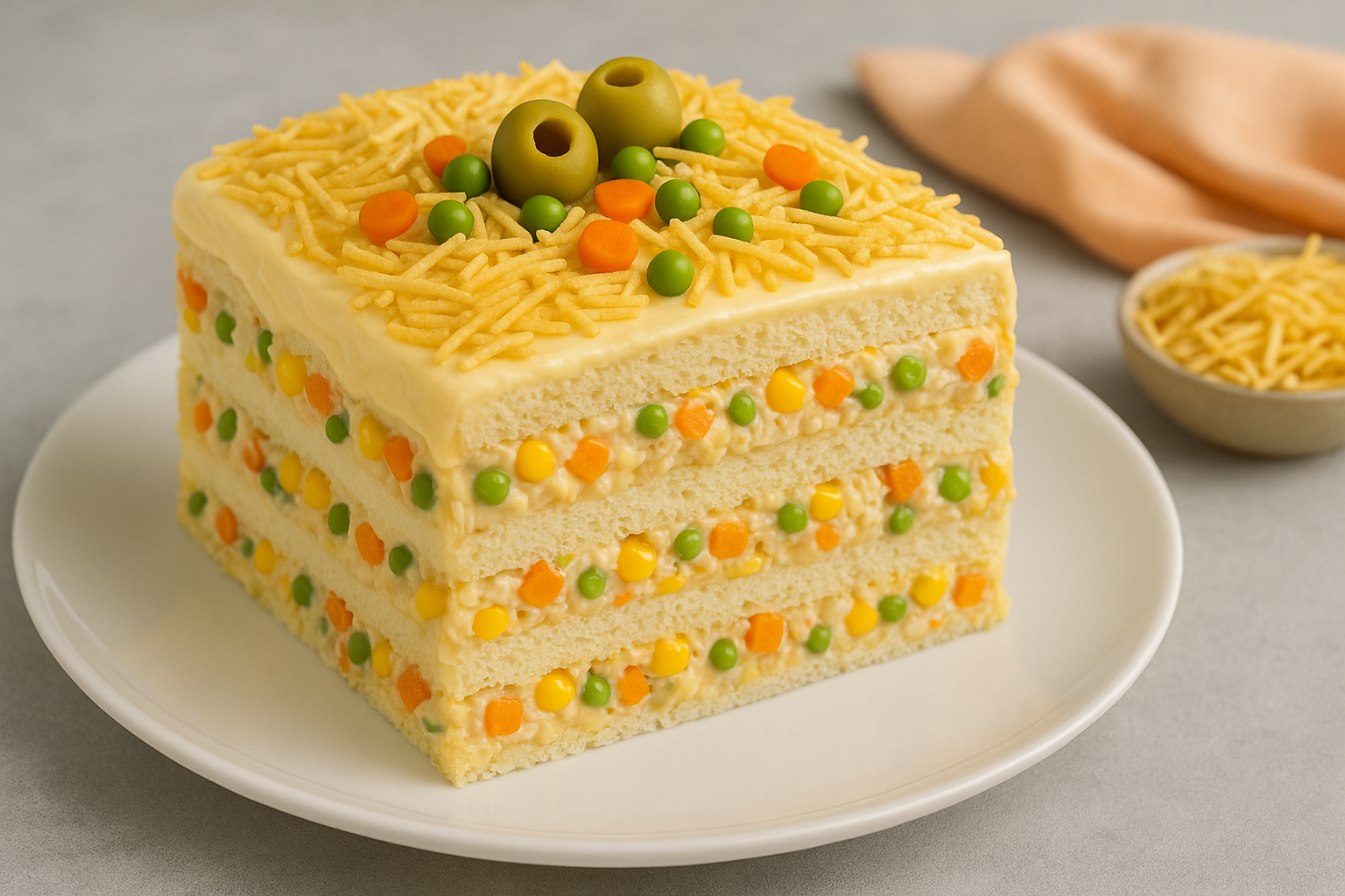 Bolo Salgado de Frango com Pão de Forma