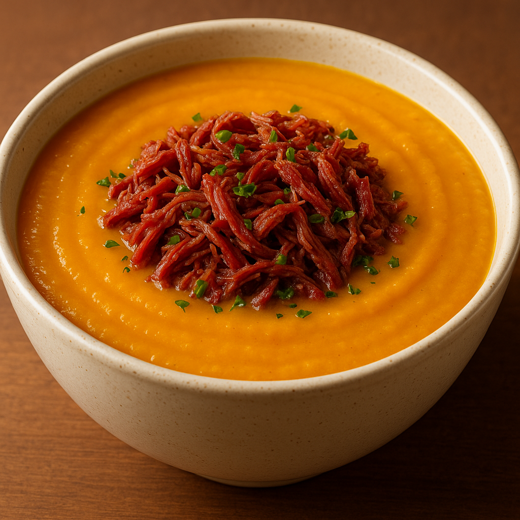 Caldo de Abóbora com Carne-Seca