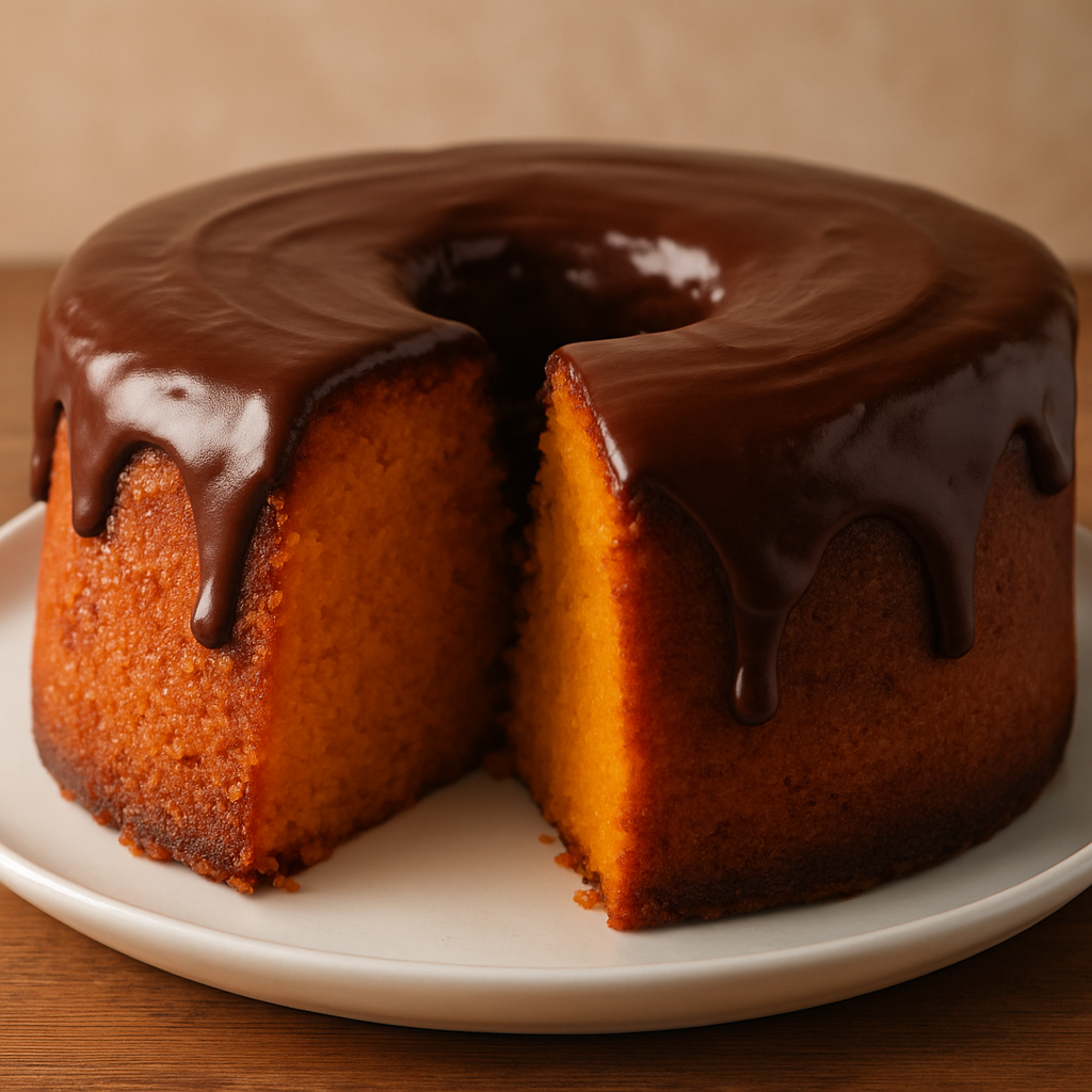 Bolo de cenoura com cobertura de chocolate